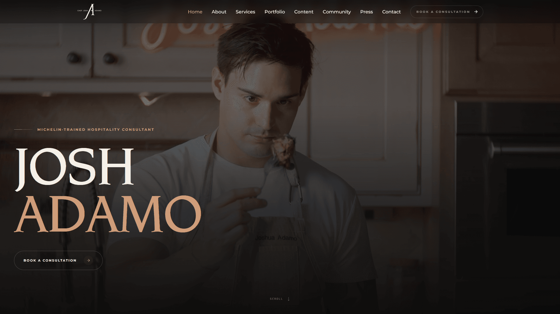 Chef Josh Adamo website preview